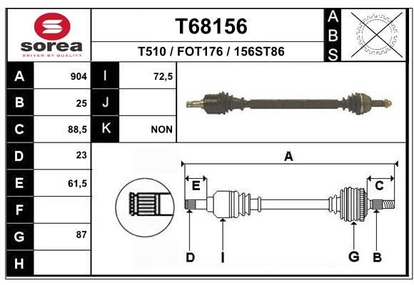 EAI Drive shaft Article number: T68156 cheaply