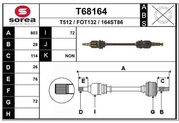 EAI Drive shaft Article number: T68164 cheaply