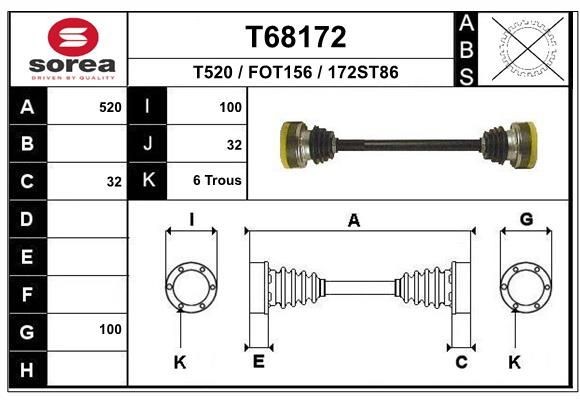 EAI Drive shaft Article number: T68172 cheaply