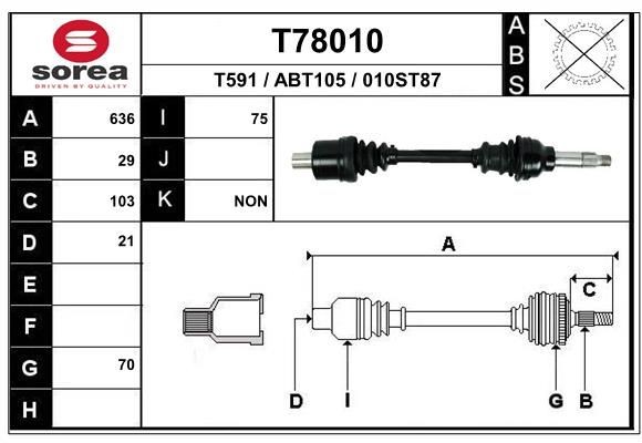 EAI Drive shaft Article number: T78010 cheaply