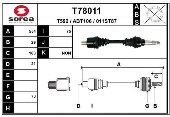 EAI Drive shaft Article number: T78011 cheaply