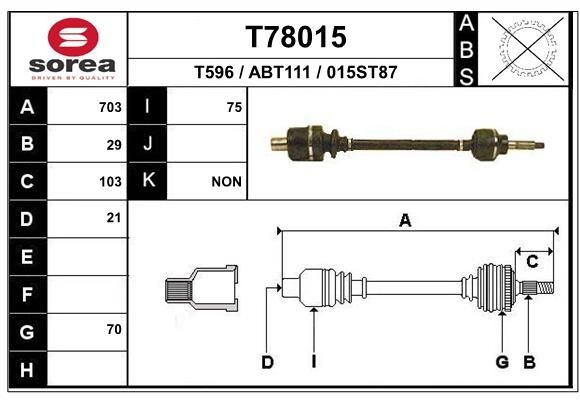 EAI Drive shaft Article number: T78015 cheaply