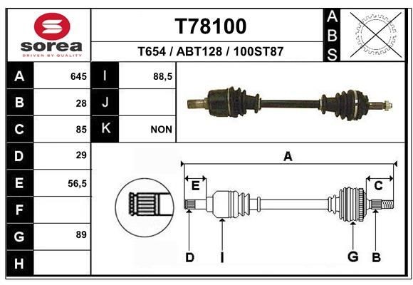 EAI Drive shaft Article number: T78100 cheaply