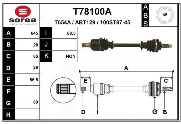 EAI Drive shaft Article number: T78100A cheaply