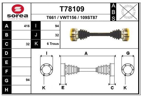 EAI Drive shaft Article number: T78109 cheaply