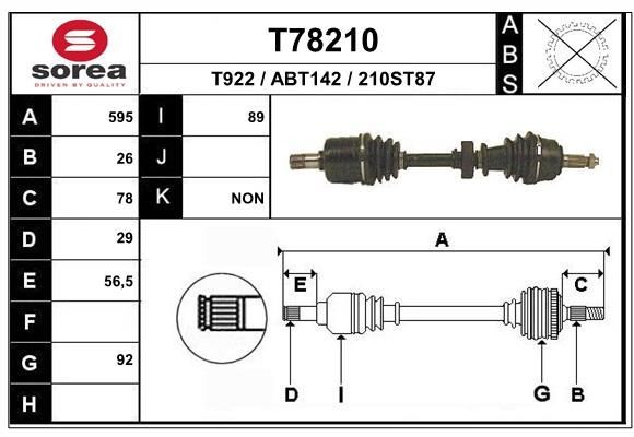 EAI Drive shaft Article number: T78210 cheaply