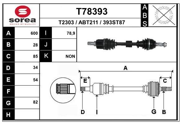 EAI Drive shaft Article number: T78393 cheaply