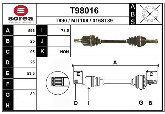 EAI Drive shaft Article number: T98016 cheaply