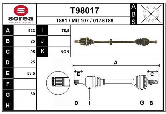 EAI Drive shaft Article number: T98017 cheaply