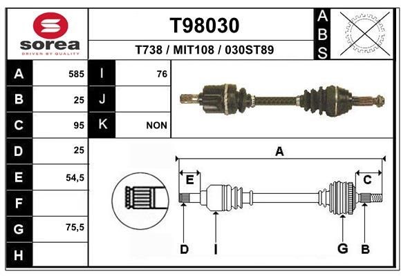 EAI Drive shaft Article number: T98030 cheaply