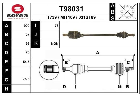 EAI Drive shaft Article number: T98031 cheaply