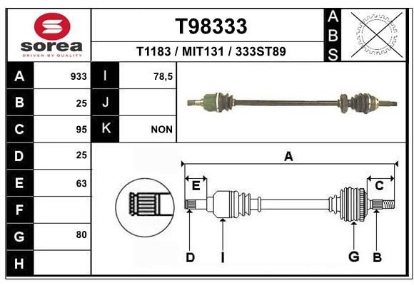 EAI Drive shaft Article number: T98333 cheaply