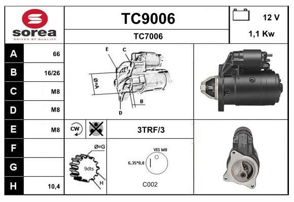 SNRA Starter motor Article number: TC9006 cheaply
