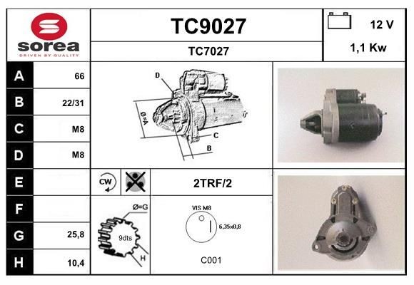 SNRA Starter motor Article number: TC9027 cheaply