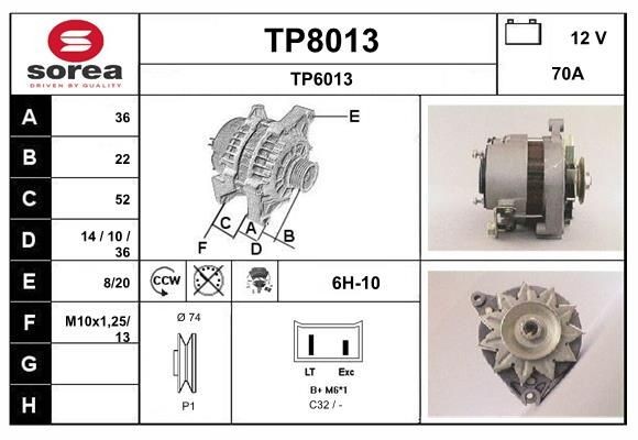SNRA Alternator Article number: TP8013 cheaply