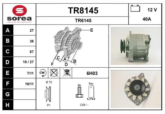 SNRA Alternator Article number: TR8145 cheaply
