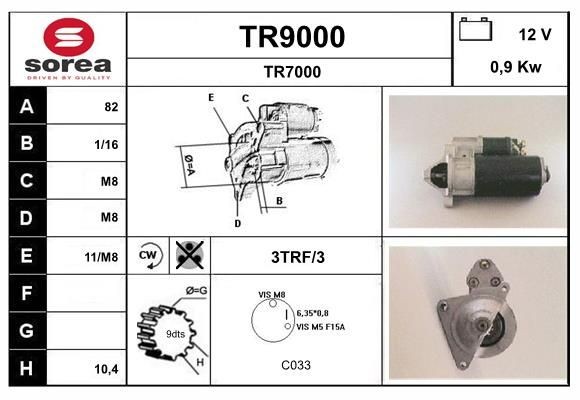 SNRA Starter motor Article number: TR9000 cheaply