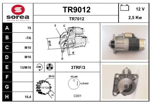 SNRA Starter Varenummer: TR9012 billige