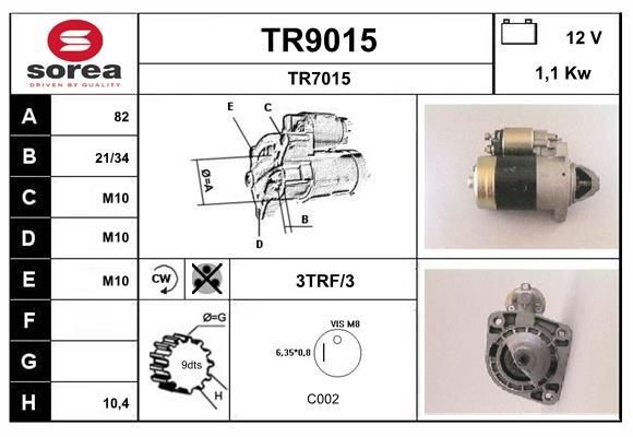 SNRA Starter motor Article number: TR9015 cheaply
