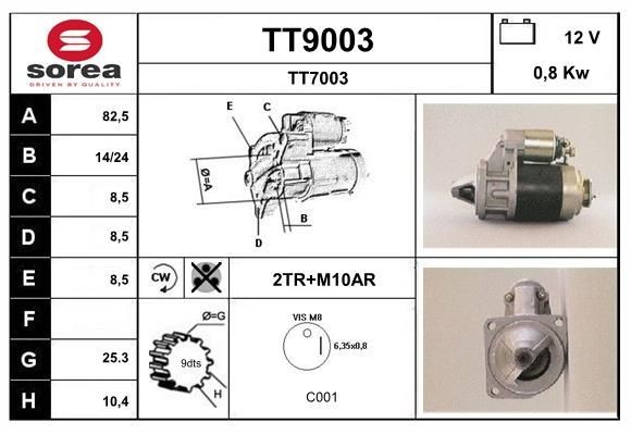 SNRA Starter motor Article number: TT9003 cheaply