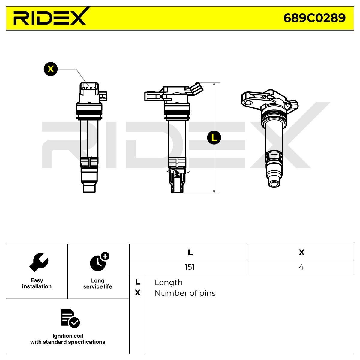 RIDEX Ignition coil Article number: 689C0289 cheaply