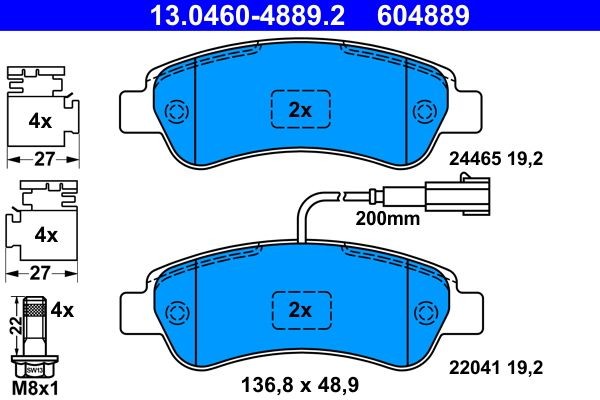 ATE Brake pad set Article number: 13.0460-4889.2 cheaply