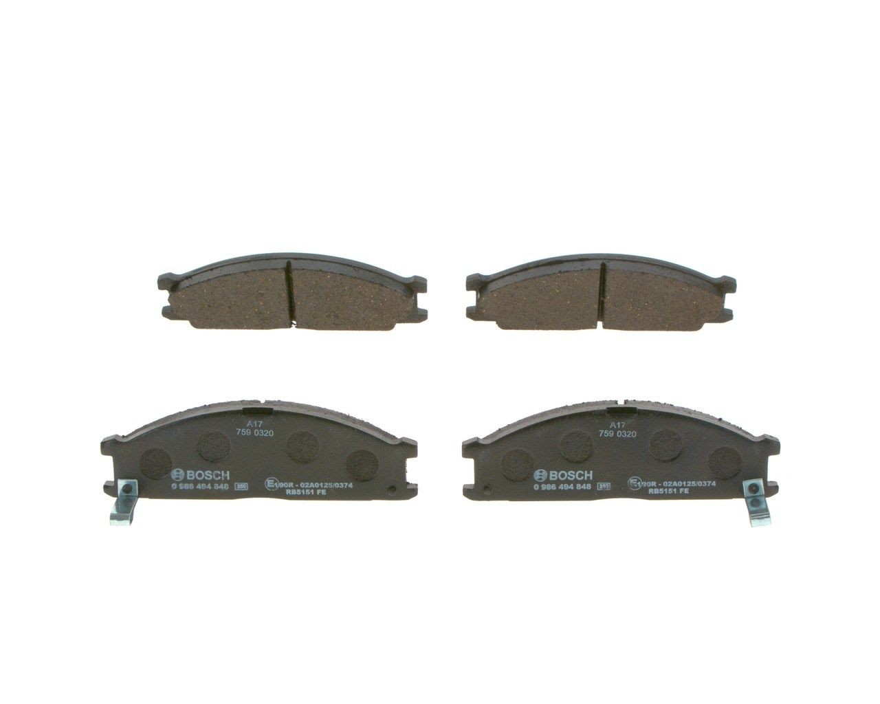 BOSCH Brake pad set Article number: 0 986 494 848 cheaply