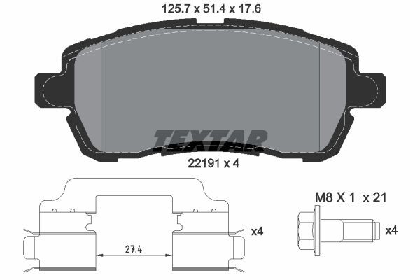 TEXTAR Brake pad set Article number: 2219103 cheaply