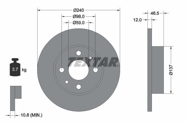 TEXTAR Brake disc Article number: 92034500 cheaply