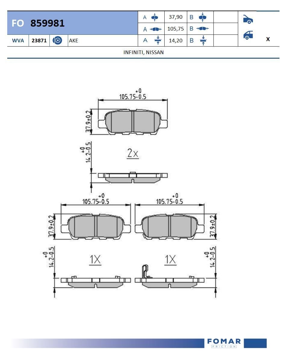 FOMAR Friction Brake pad set Article number: FO 859981 cheaply