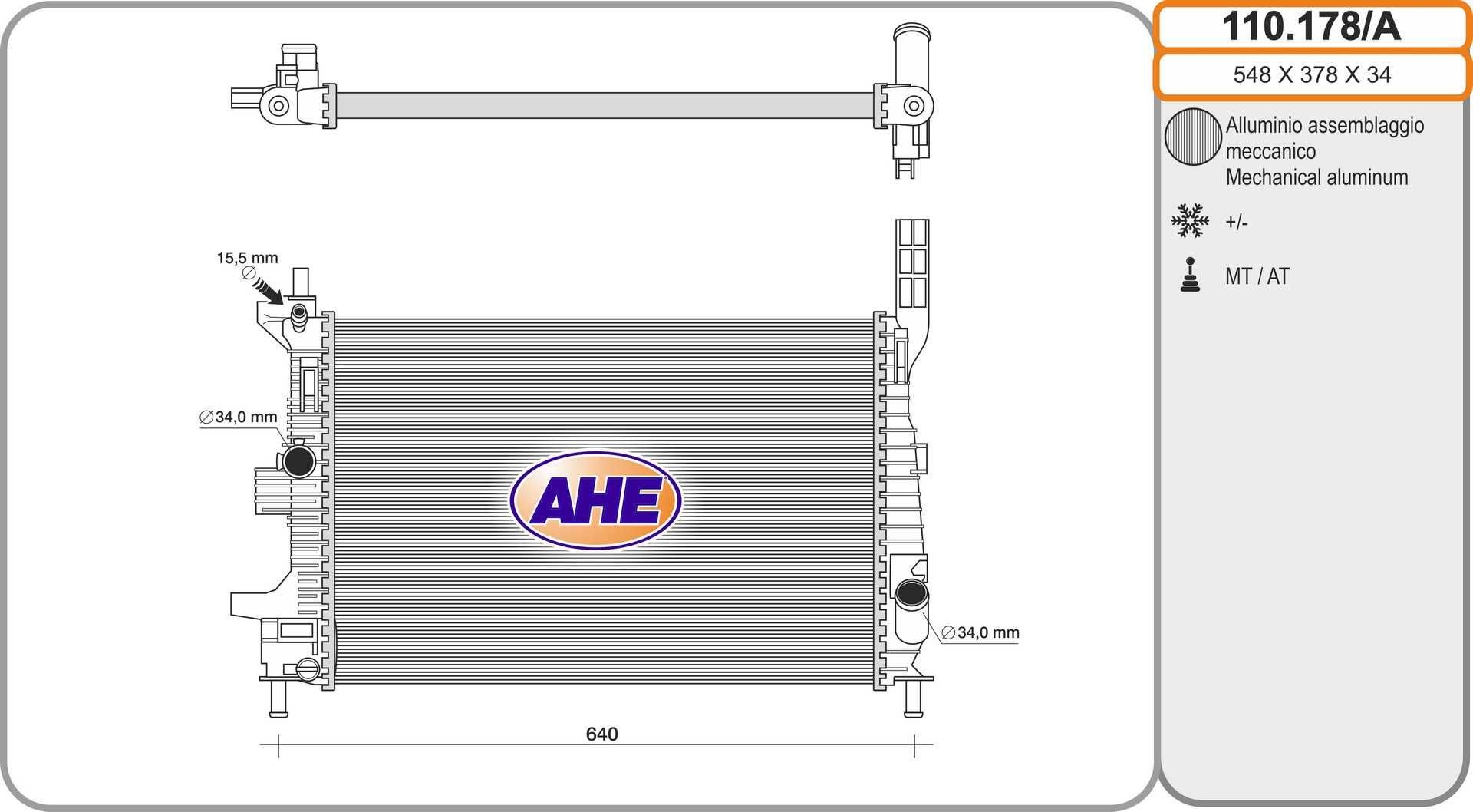AHE Radiaator, mootorijahutus Artikli number: 110.178 soodsalt