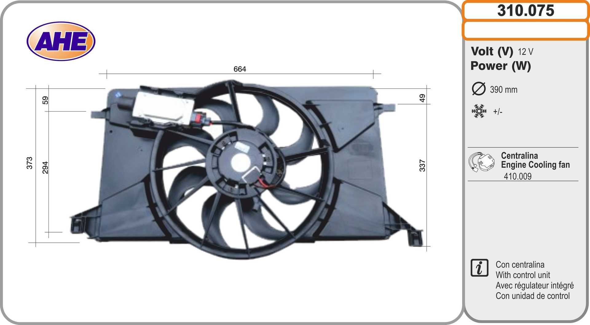 AHE Fan, radiator Article number: 310.075 cheaply