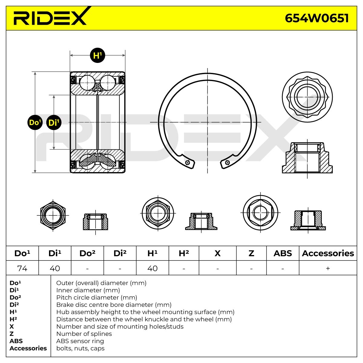 RIDEX Hjullejesæt Varenummer: 654W0651 billige