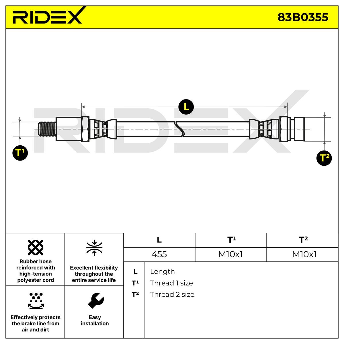 RIDEX Pidurivoolik Artikli number: 83B0355 soodsalt