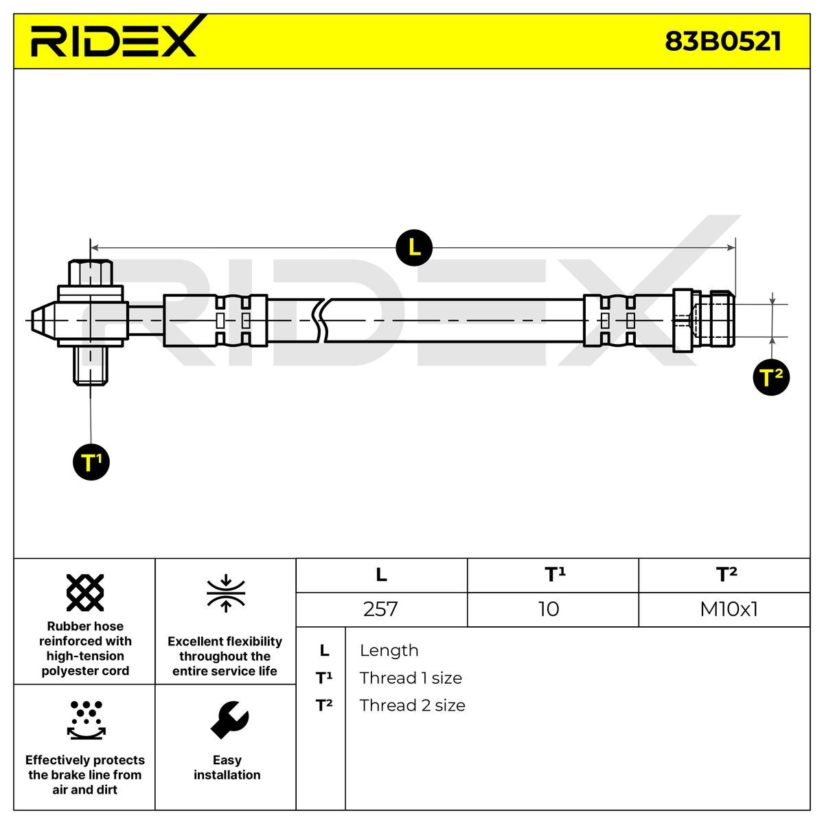 RIDEX Pidurivoolik Artikli number: 83B0521 soodsalt