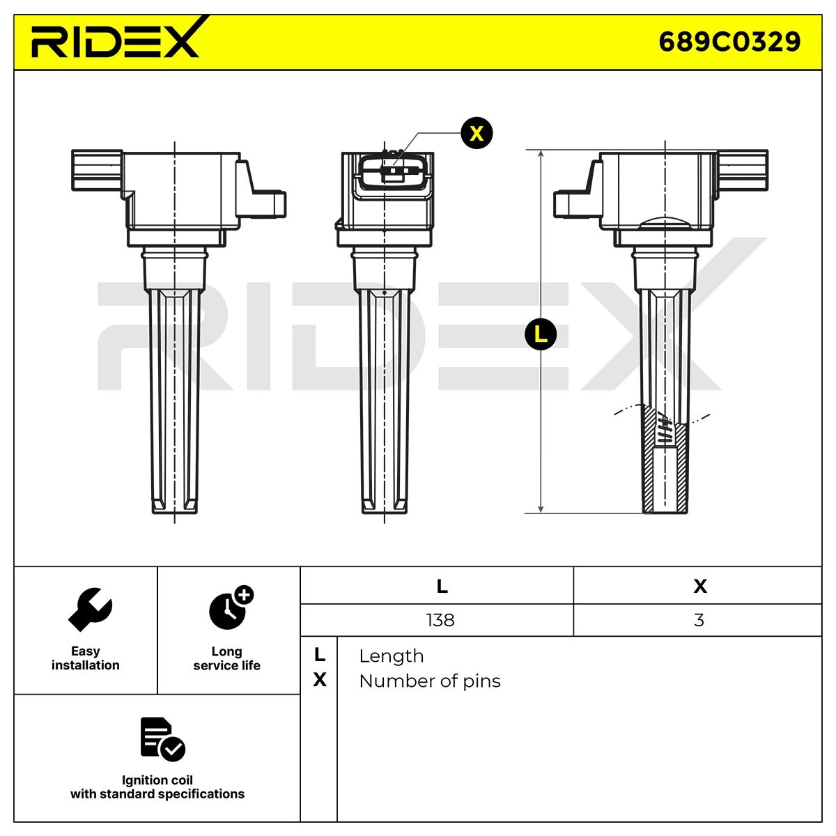 RIDEX Ignition coil Article number: 689C0329 cheaply
