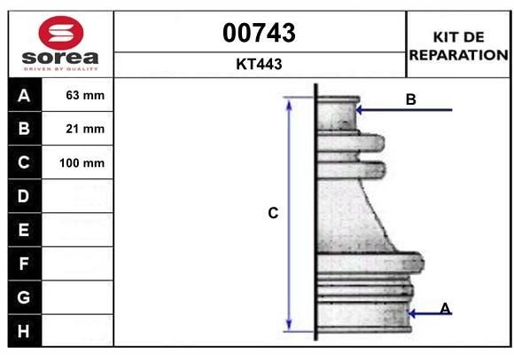 SNRA Bellow Set, drive shaft Article number: 00743 cheaply