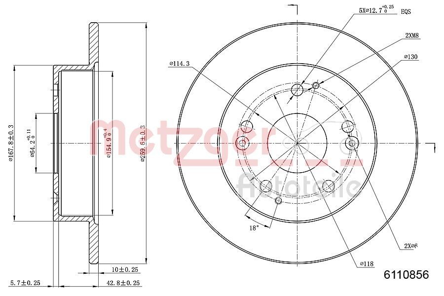 METZGER Brake disc Article number: 6110856 cheaply