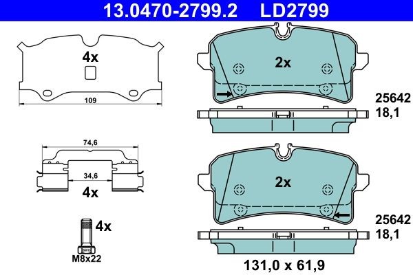 ATE Brake pad set Article number: 13.0470-2799.2 cheaply