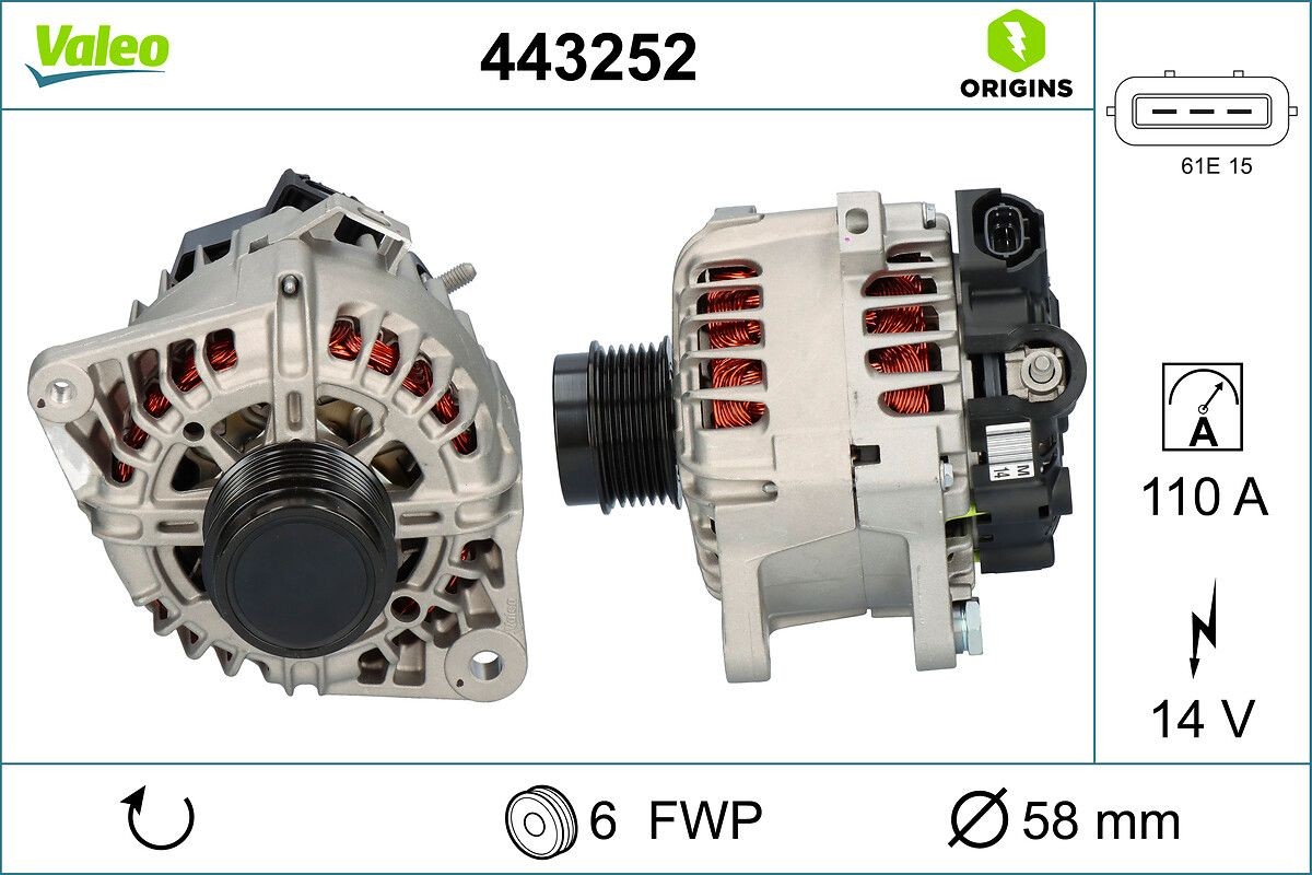 VALEO Generator Varenummer: 443252 billige