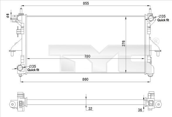 TYC Engine radiator Article number: 709-0028-R cheaply