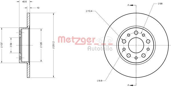 METZGER Brake disc Article number: 6110828 cheaply