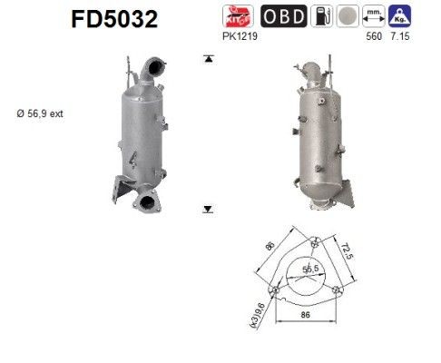 AS Diesel particulate filter Article number: FD5032 cheaply
