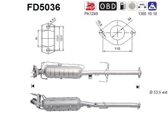 AS Diesel particulate filter Article number: FD5036 cheaply