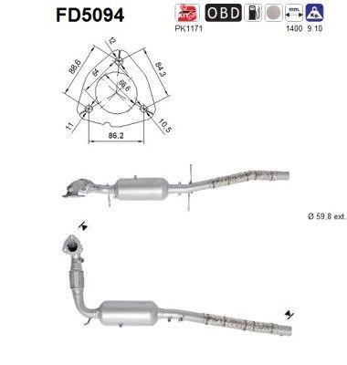 AS Diesel particulate filter Article number: FD5094 cheaply