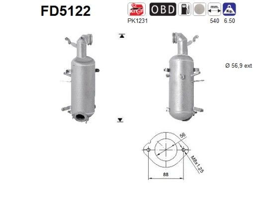 AS Diesel particulate filter Article number: FD5122 cheaply