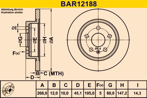 Barum Brake disc Article number: BAR12188 cheaply