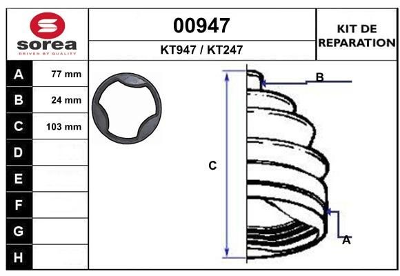 SNRA Bellow Set, drive shaft Article number: 00947 cheaply