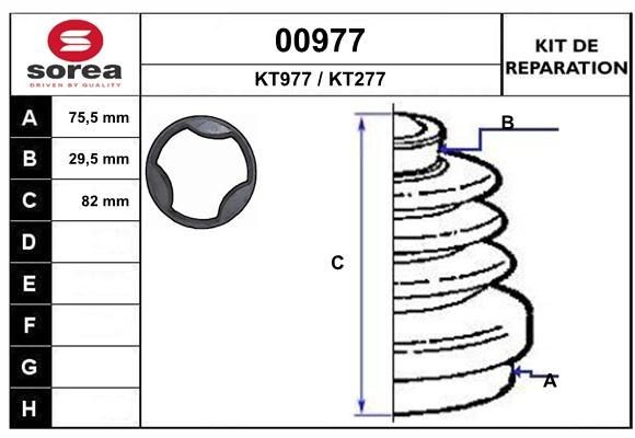 SNRA Bellow Set, drive shaft Article number: 00977 cheaply