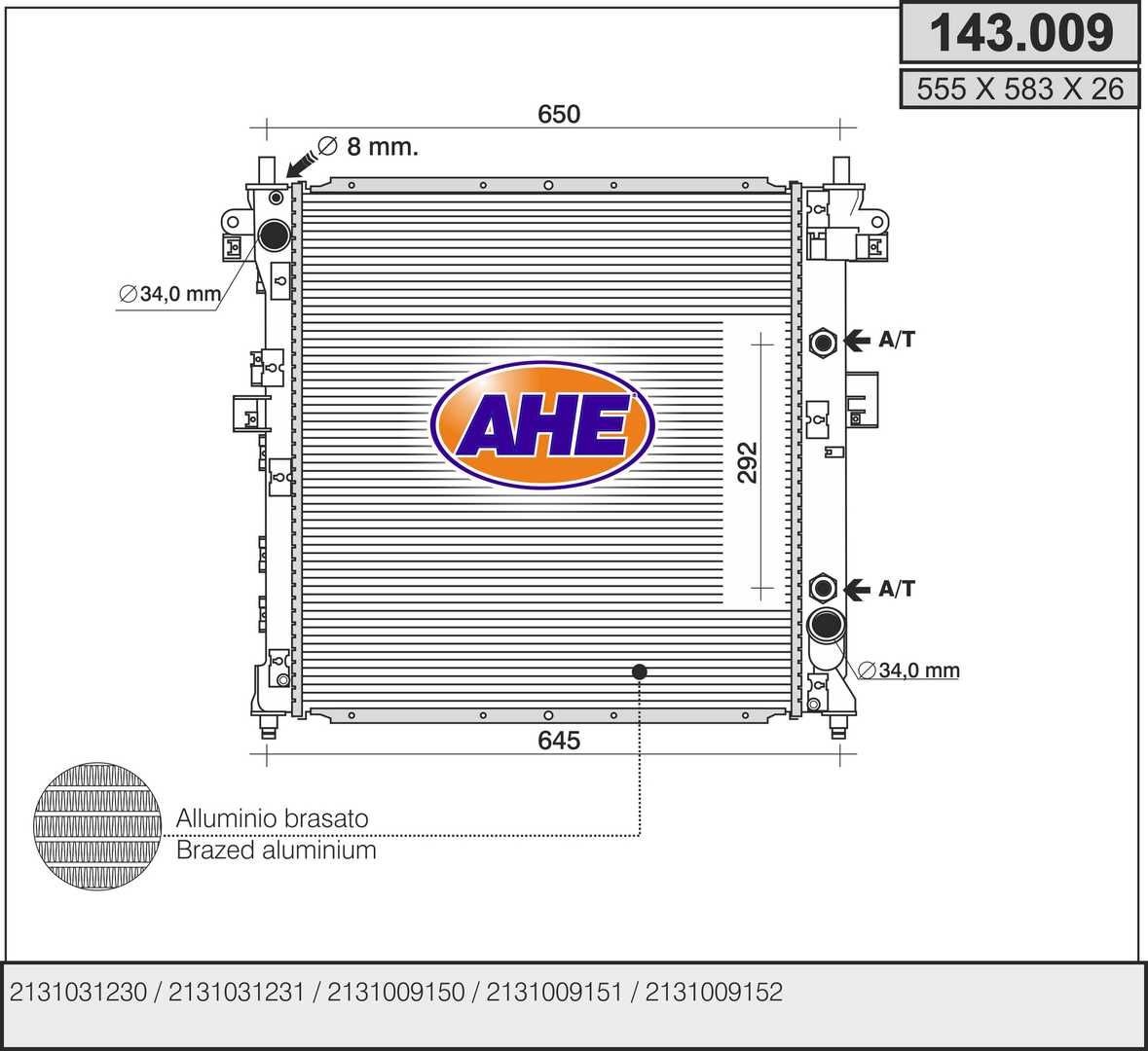 AHE Engine radiator Article number: 143.009 cheaply